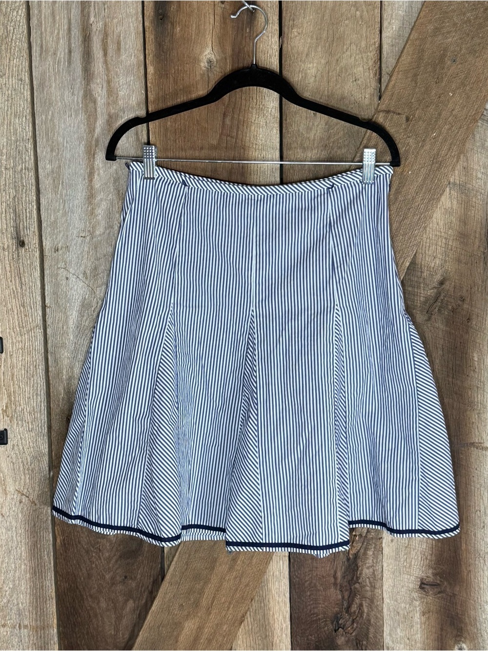 Talbots Petite Navy & White Vertical Stripe Skirt